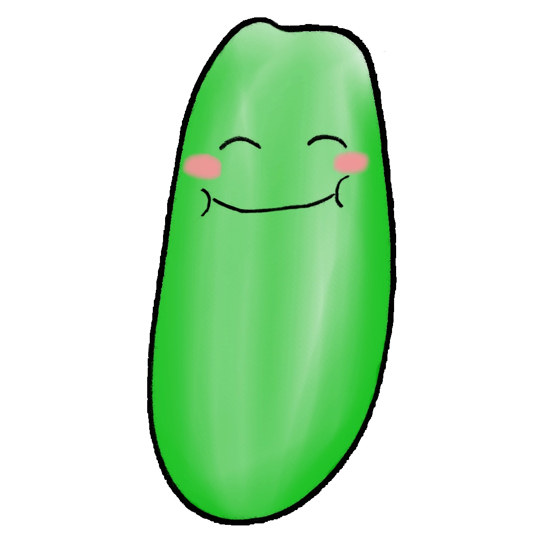 A happy cartoon cucumber character
