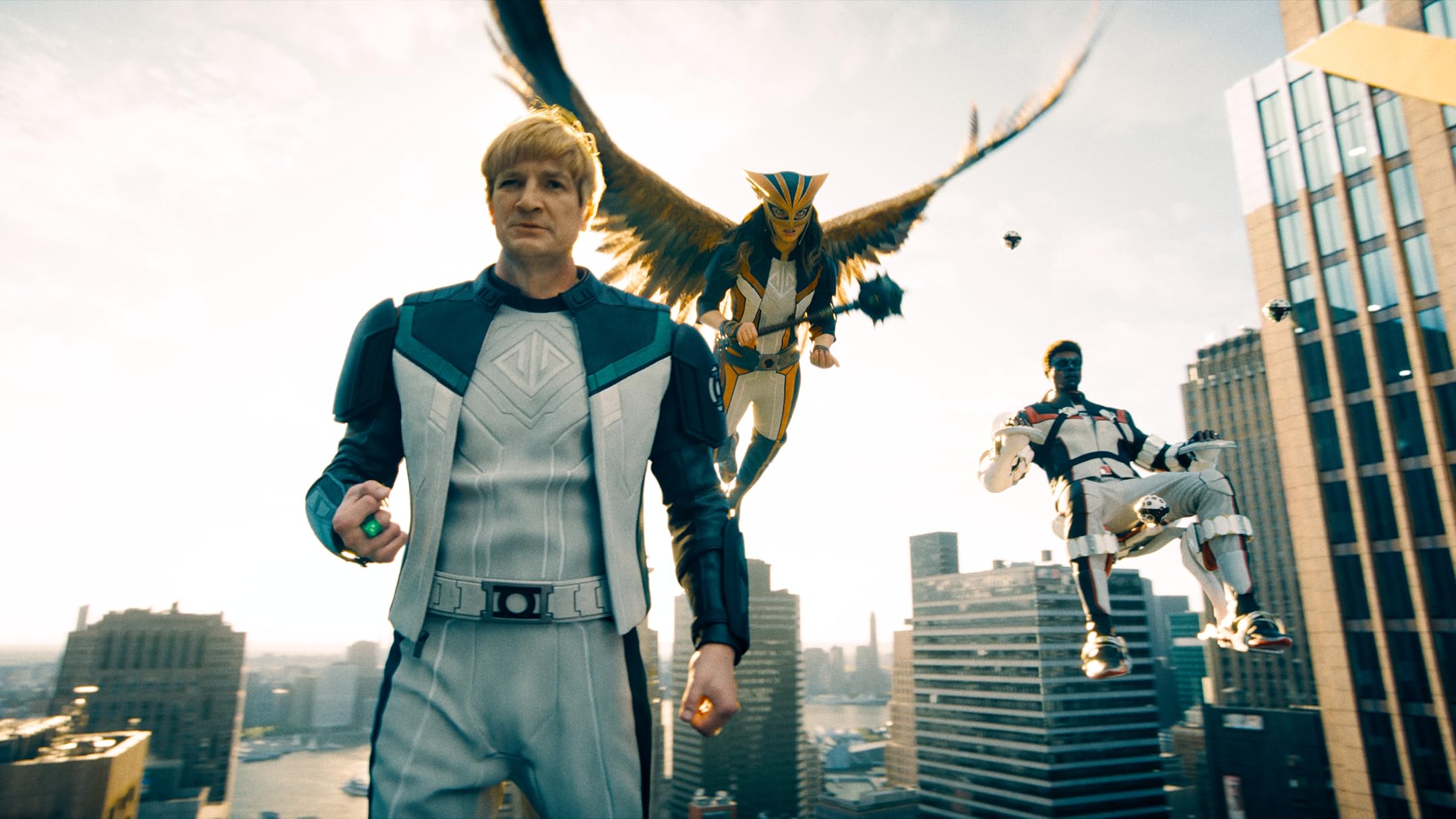 The Justice Gang ready to battle. Green Lantern, Mr Terrific, and Hawk Girl.